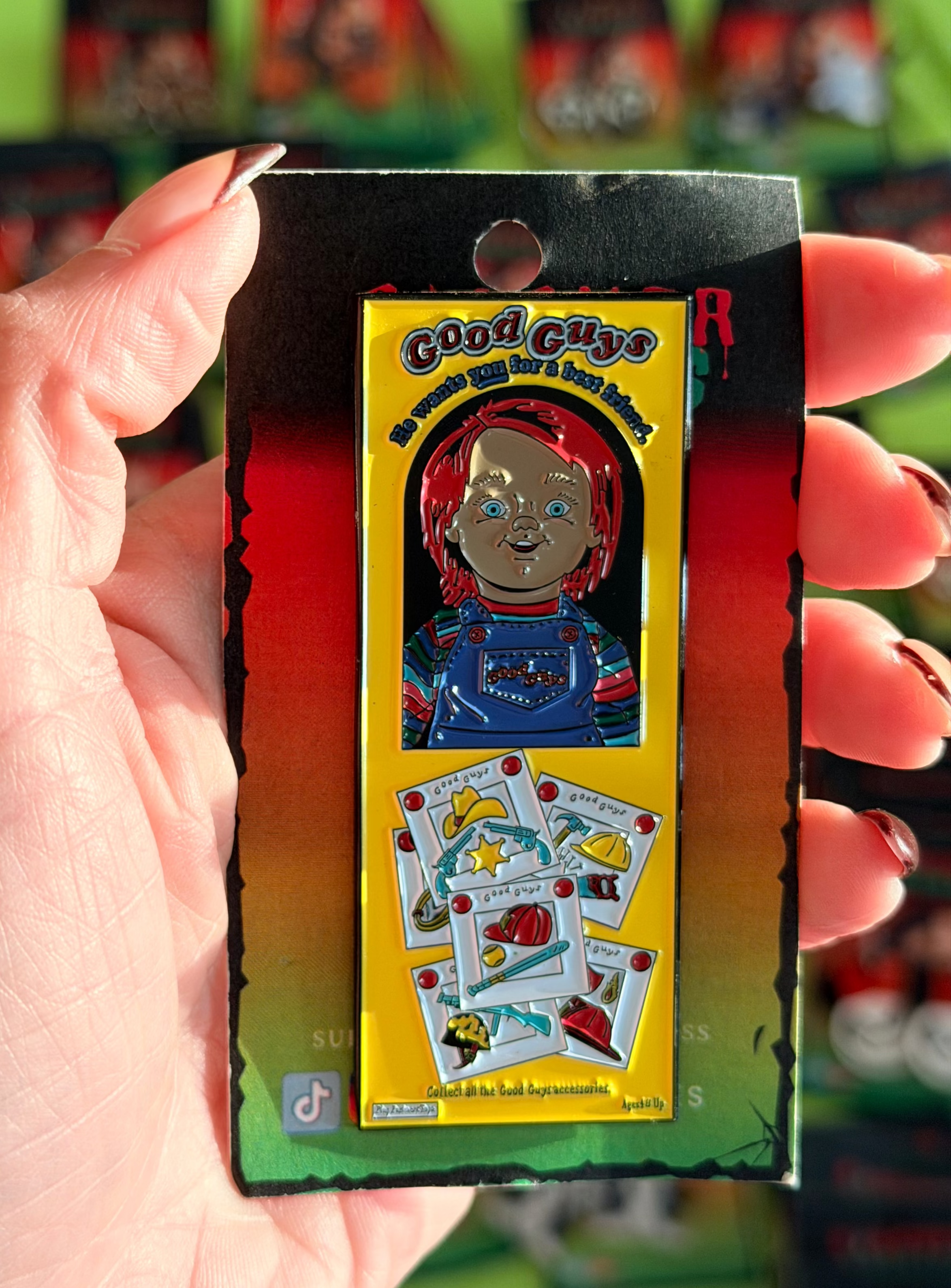 Chucky,Child’s Play 2™ Yellow Good Guys Box Enamel Pin