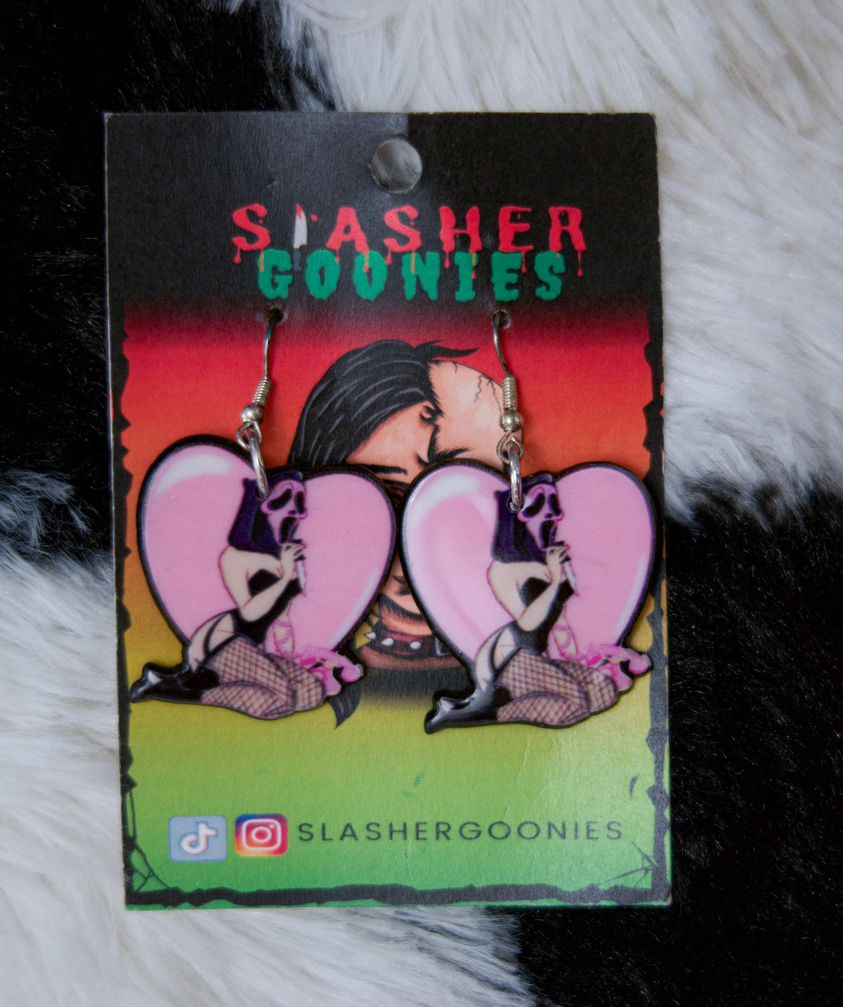 Ghostface Pink Heart Earrings