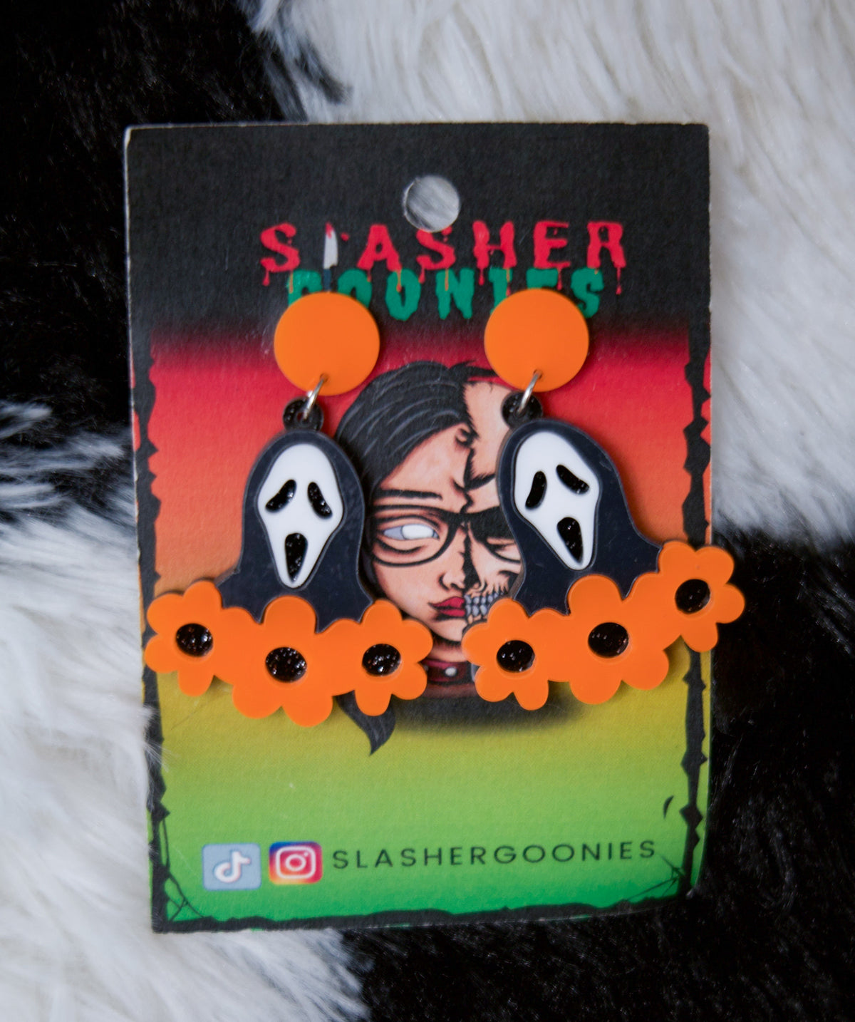 Ghostface Orange Flowers Earrings