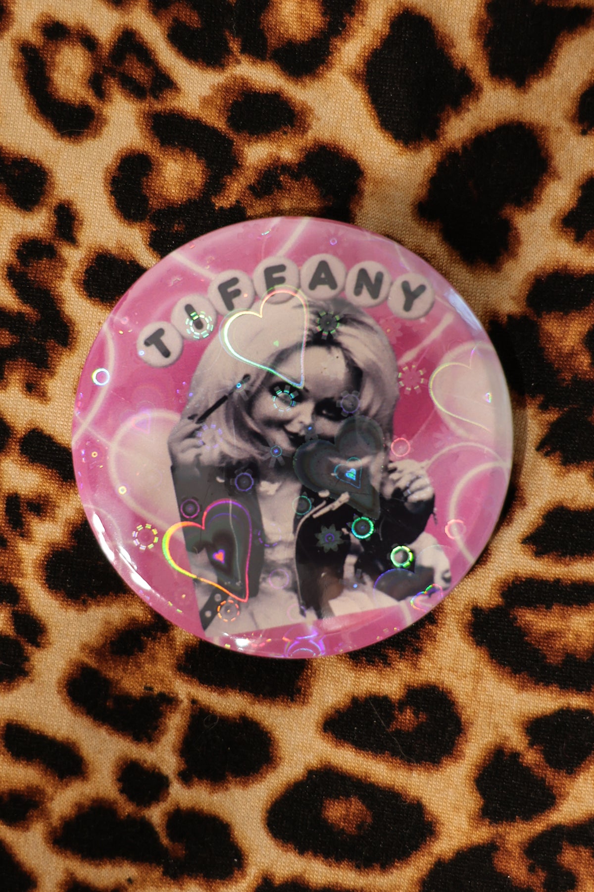 Tiffany Holographic Pink Button